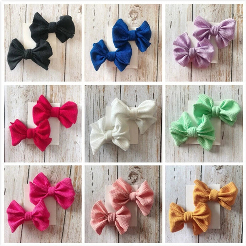 Baby Headwear Toddler Kids Hair Clip Baby Girls 2Pcs Hairbows Solid Color Bowknot Baby Cute Accessories 9 Colors Newest Trendy