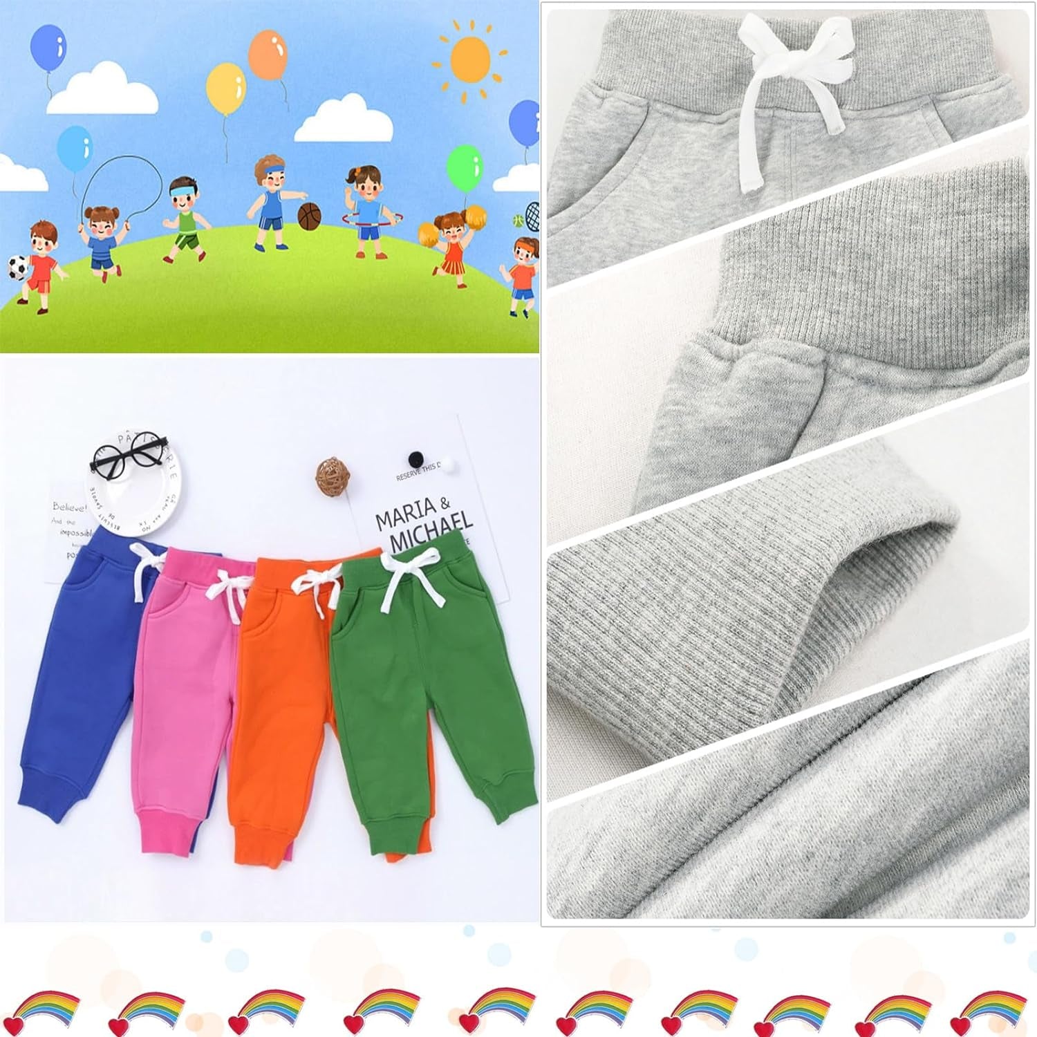 Unisex Toddler Jogger Pants Kids Cotton Elastic Waist Winter Baby Sweatpants Pants 1-5Years