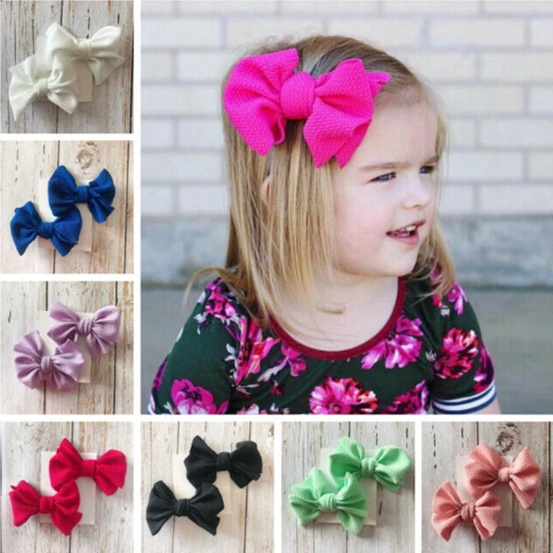 Baby Headwear Toddler Kids Hair Clip Baby Girls 2Pcs Hairbows Solid Color Bowknot Baby Cute Accessories 9 Colors Newest Trendy