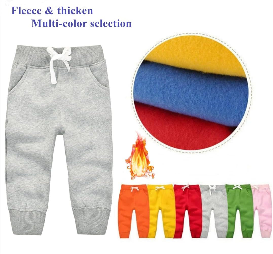 Unisex Toddler Jogger Pants Kids Cotton Elastic Waist Winter Baby Sweatpants Pants 1-5Years