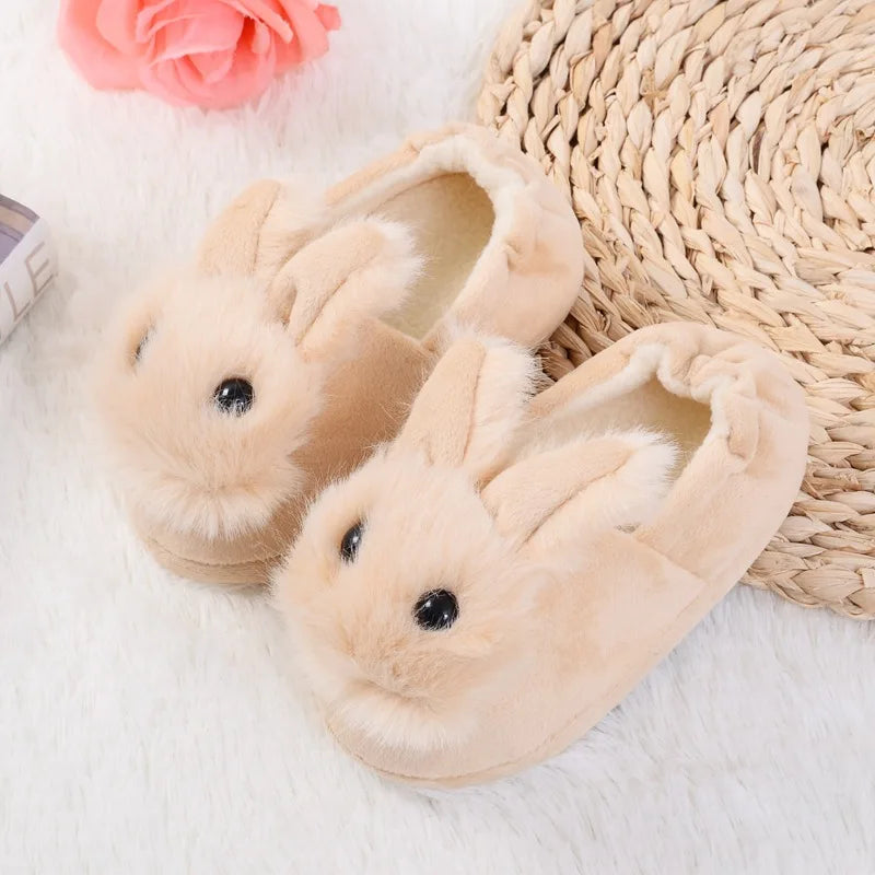 Kocotree Children Cotton Shoes Kids Home Slippers Boys and Girls Baby Cute Rabbit Ears Plush Ball Thickening Warm Indoor Shoes