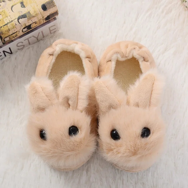 Kocotree Children Cotton Shoes Kids Home Slippers Boys and Girls Baby Cute Rabbit Ears Plush Ball Thickening Warm Indoor Shoes