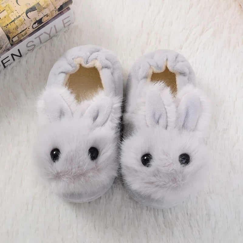 Kocotree Children Cotton Shoes Kids Home Slippers Boys and Girls Baby Cute Rabbit Ears Plush Ball Thickening Warm Indoor Shoes